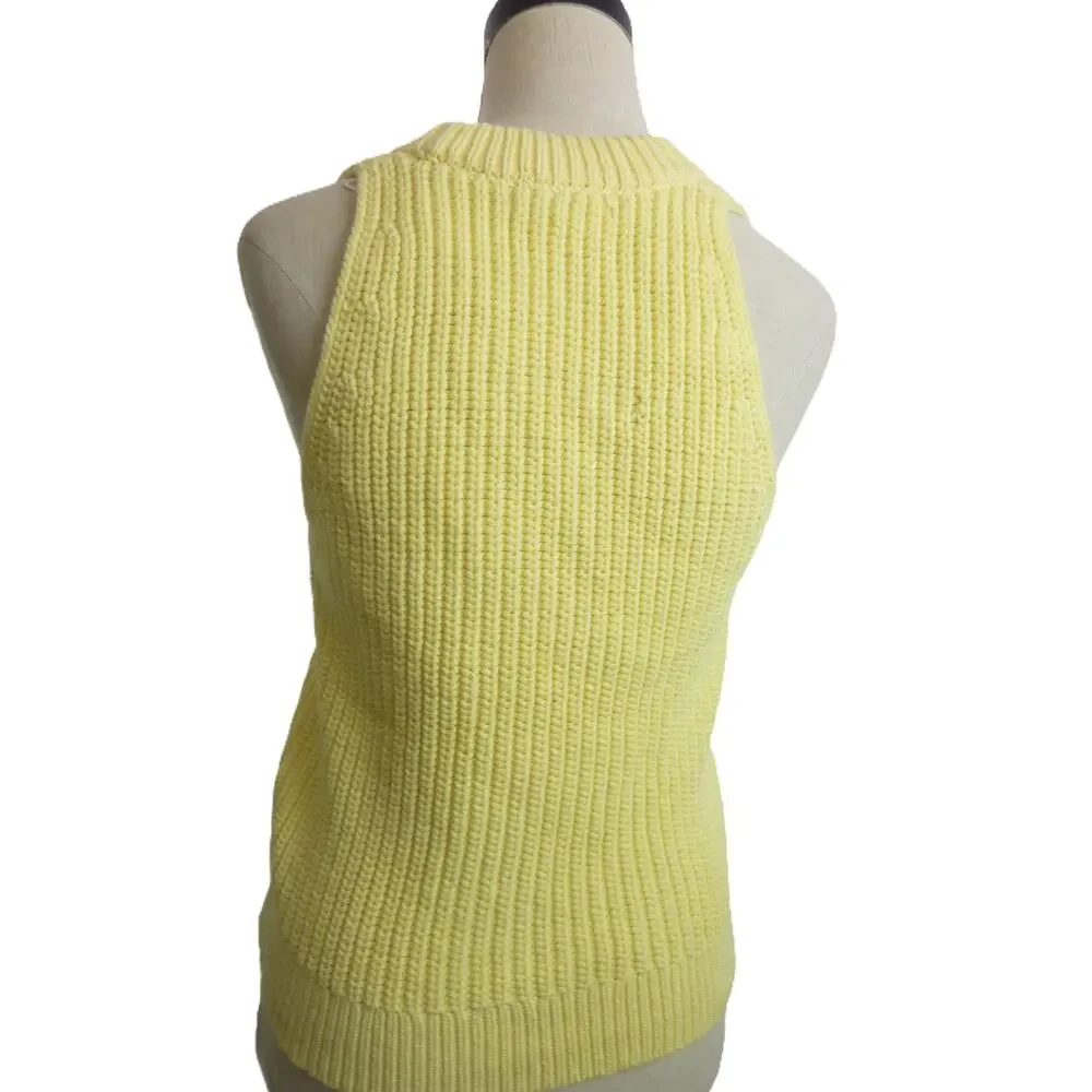 Madewell NWT Womens Cutaway Sweater Vest Size S Cotton Yellow Pale Pineapple